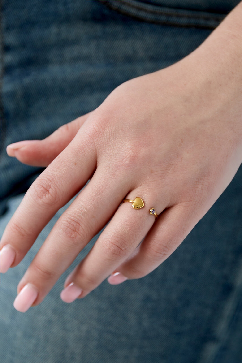 Elegant 14K Gold Plated Heart Ring - All Fit