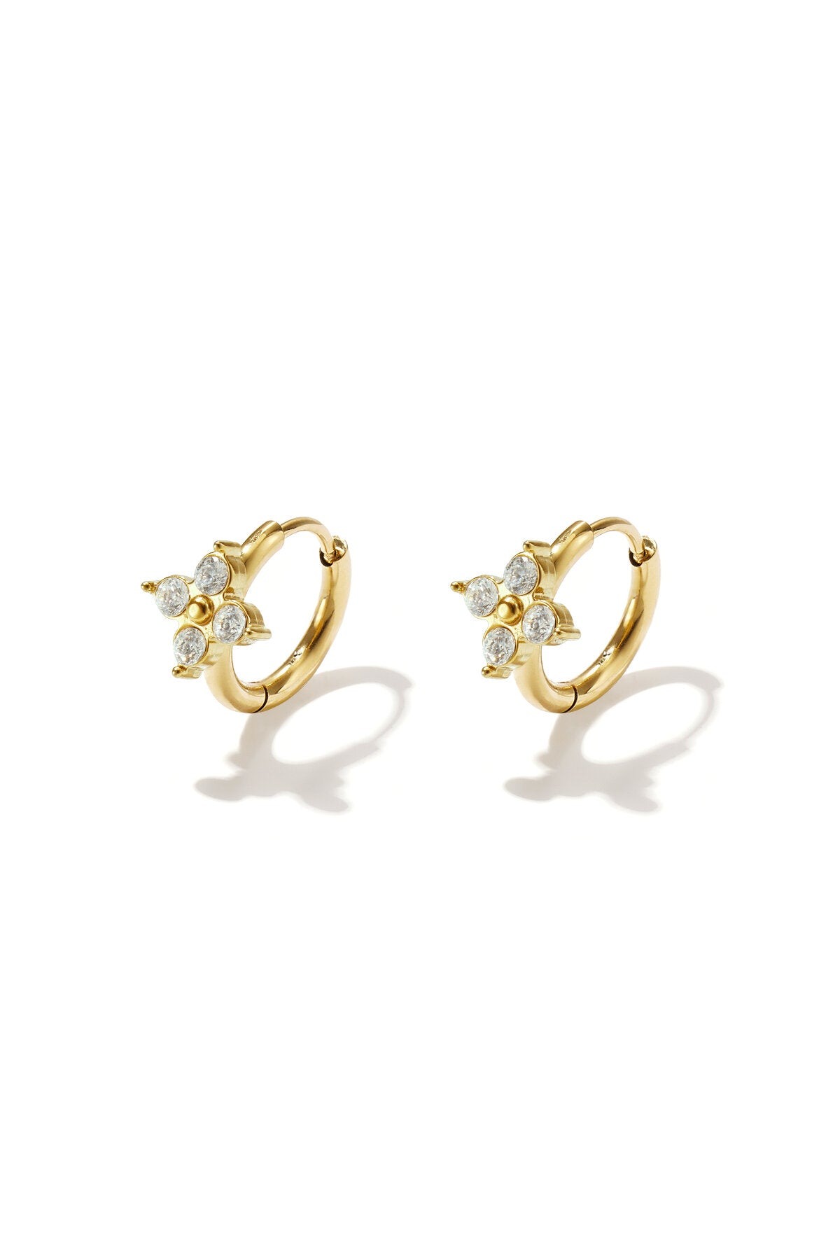 Elegant Pink & Gold Rhinestone Hoop Earrings