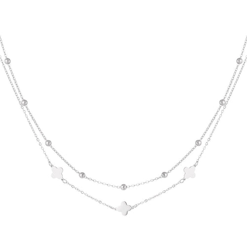 Elegant Multi-Layered Necklace in Silver and Gold
