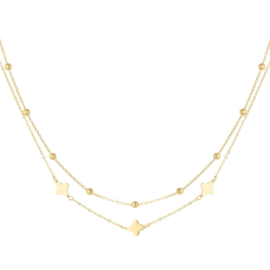 Elegant Multi-Layered Necklace in Silver and Gold
