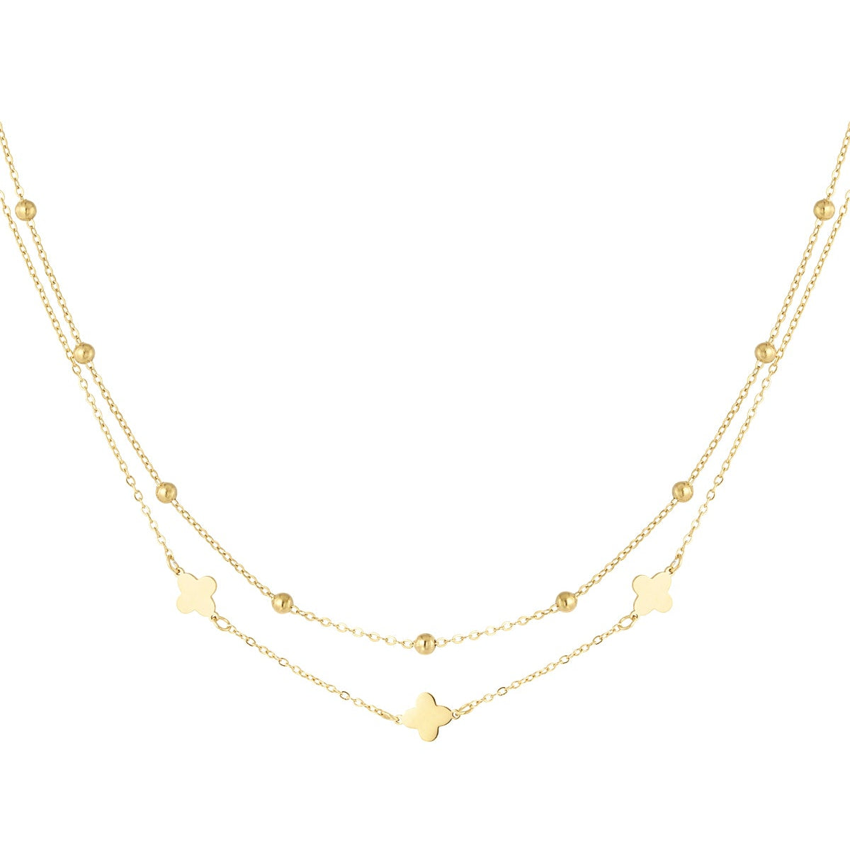 Elegant Multi-Layered Necklace in Silver and Gold