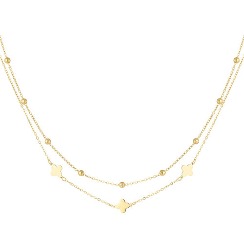 Elegant Multi-Layered Necklace in Silver and Gold