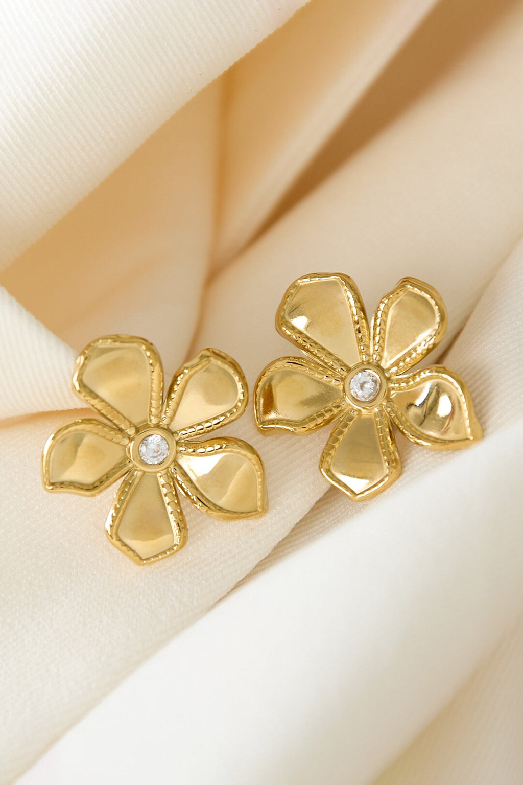 Elegant Gold Color Flower Stud Earrings for Women