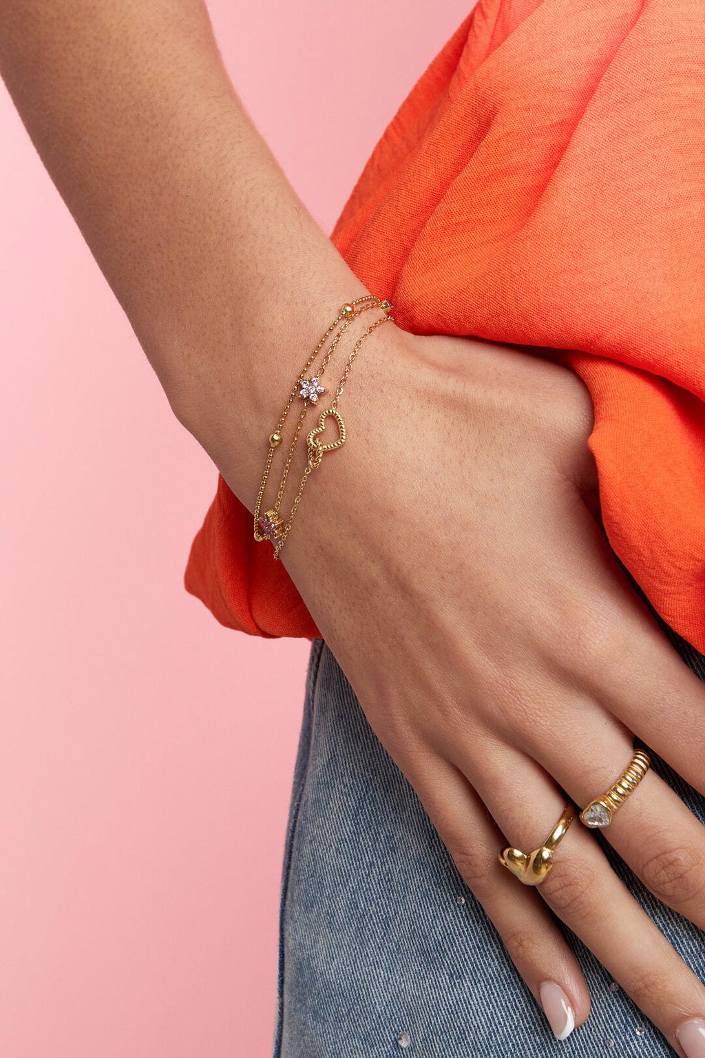 Elegant Gold-Toned Charm Bracelet for Women